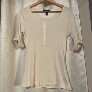 Cream Button-Down Women's Top